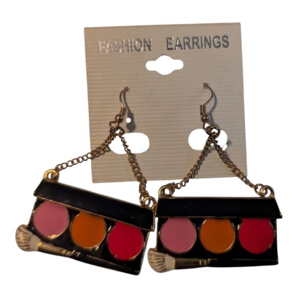 Cute Makeup Palette Hook Dangle Earrings - Picture 1 of 3